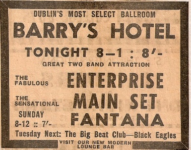 Barry's Hotel advert from 1966