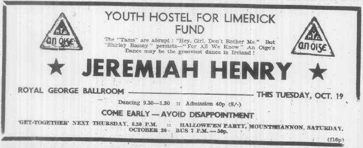 Jeremiah Henry at the Royal George Ballroom, 19 Oct 1971